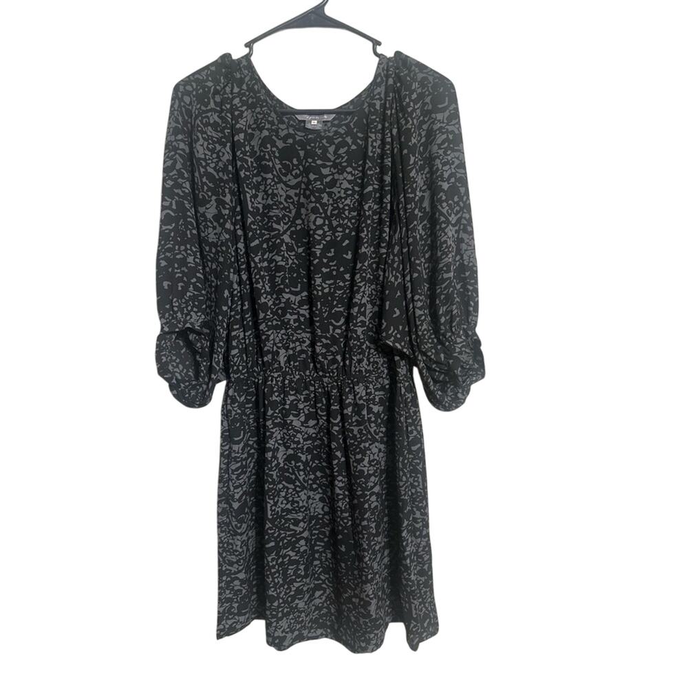 Tegan Black and Gray 3/4 Sleeve Fully Lined Dress Size 6 Elastic Waist
